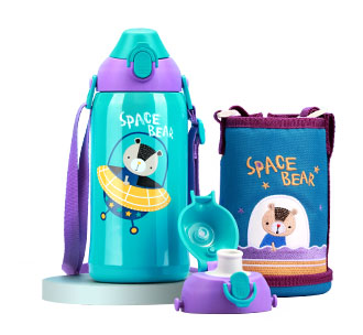 儿童水杯_带吸管学生便携防漏保温杯定制